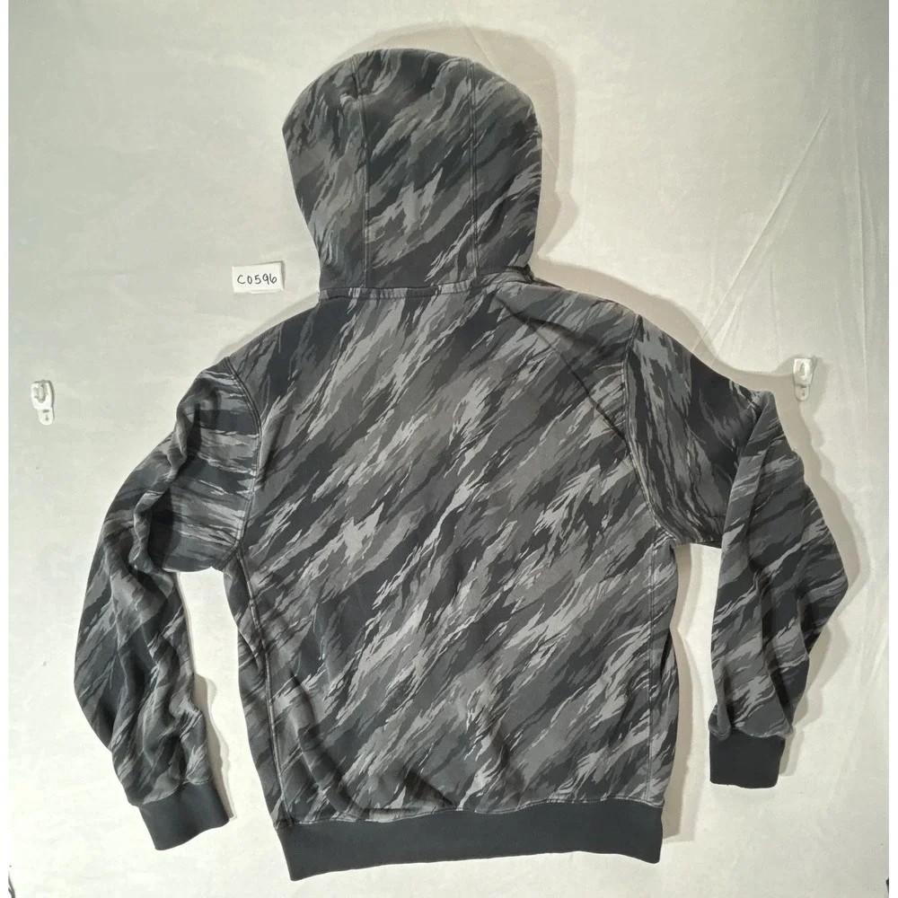 Nike Mens Grey Tiger Stripe‎ Camo Fleece Hoodie Orange Logo Small